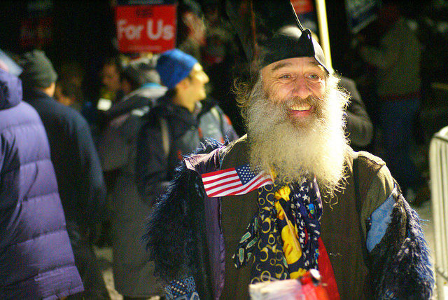 Vermin Supreme, Presidential Candidate, addressing his supporters outside of the 2016 New Hampshire Republican Debate. Photo by Diego Lynch