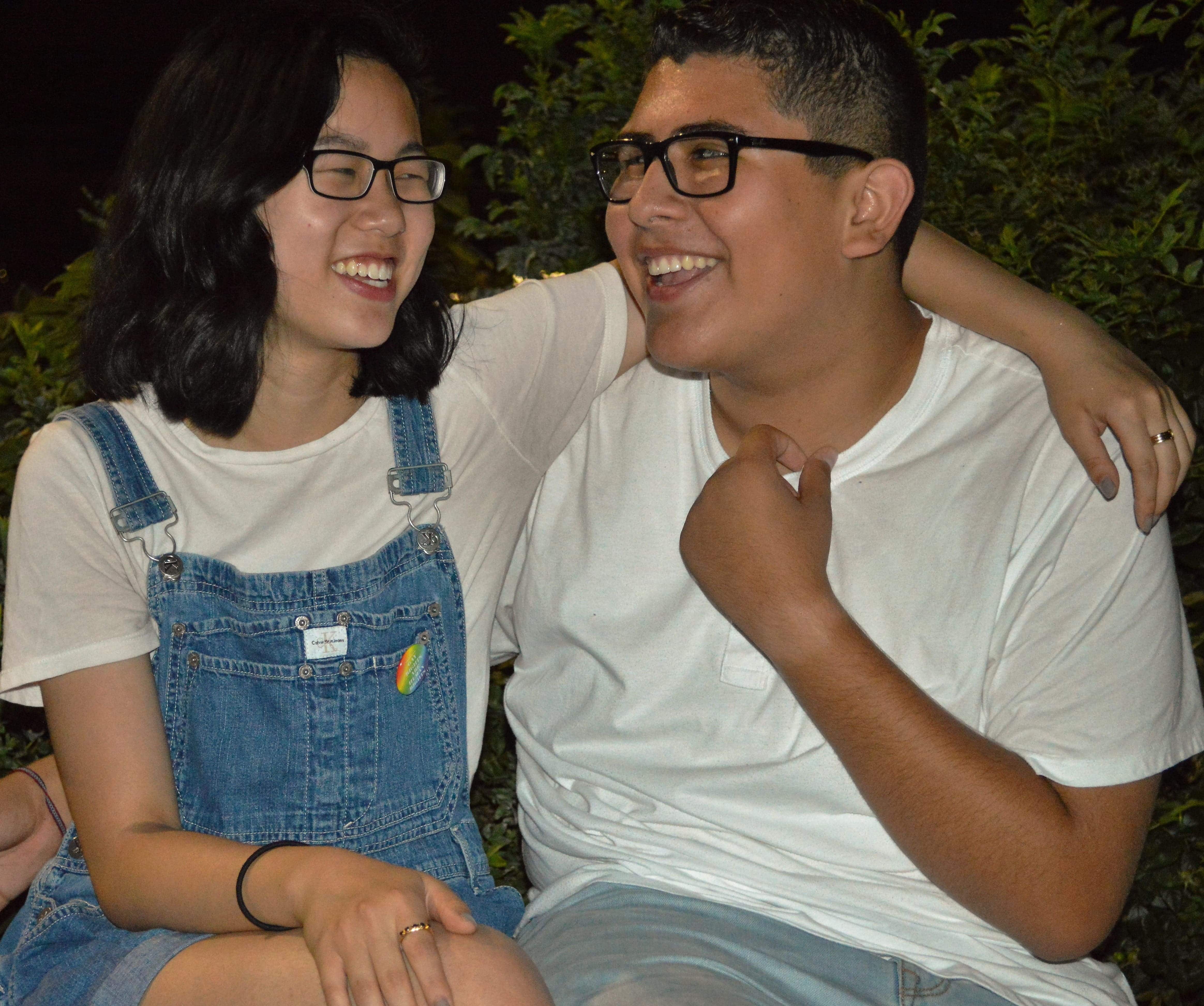 Sena Cheung (17, left) and Sebastian Flores (16, right) enjoying a Friday night in Central Park